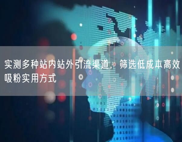 实测多种站内站外引流渠道，筛选低成本高效吸粉实用方式