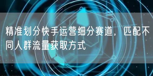 精准划分快手运营细分赛道,匹配不同人群流量获取方式