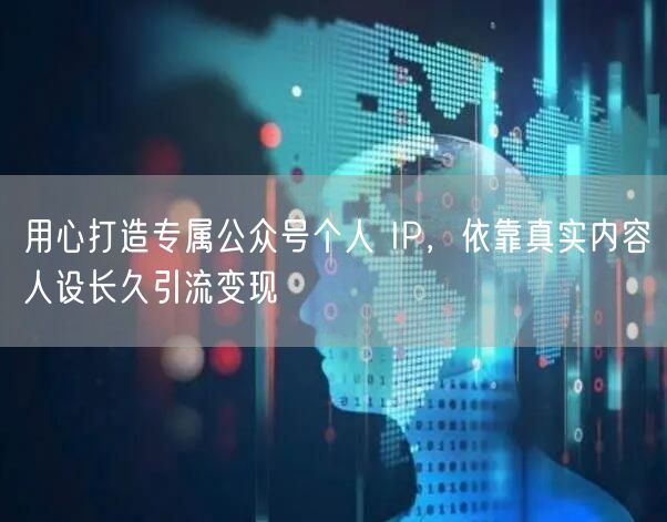 用心打造专属公众号个人 IP,依靠真实内容人设长久引流变现