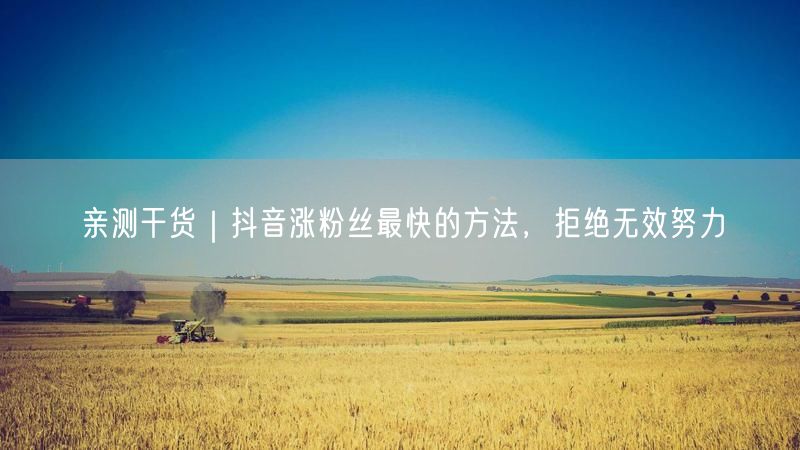 亲测干货|抖音涨粉丝最快的方法,拒绝无效努力
