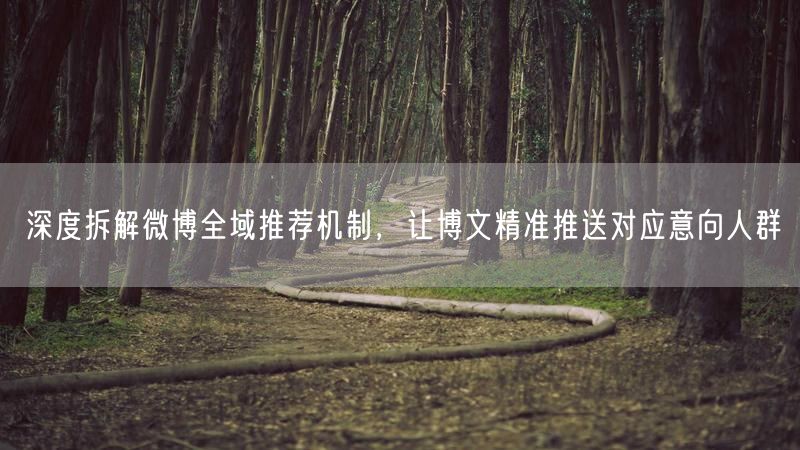 深度拆解微博全域推荐机制，让博文精准推送对应意向人群