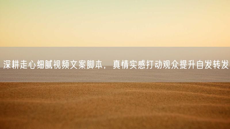 深耕走心细腻视频文案脚本，真情实感打动观众提升自发转发