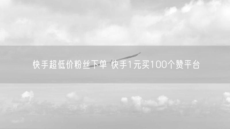 快手超低价粉丝下单 快手1元买100个赞平台