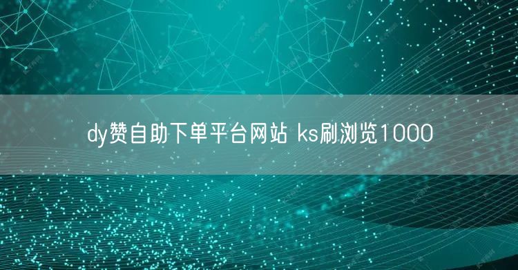 dy赞自助下单平台网站 ks刷浏览1000