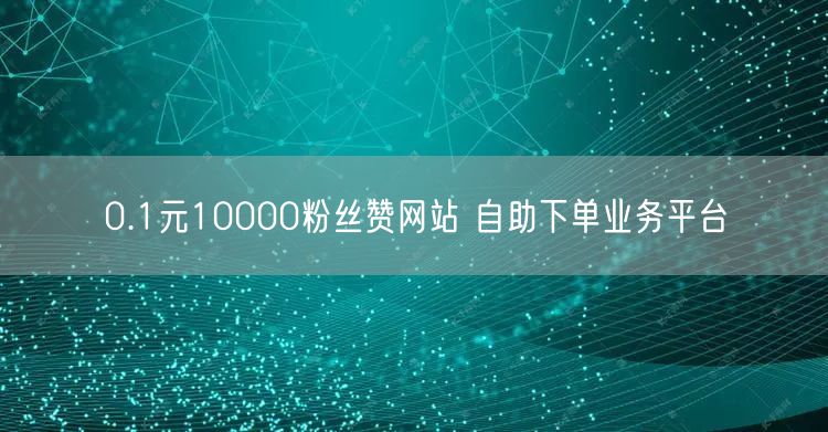 0.1元10000粉丝赞网站 自助下单业务平台