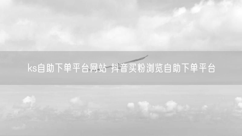 ks自助下单平台网站 抖音买粉浏览自助下单平台
