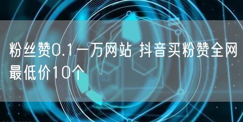 粉丝赞0.1一万网站 抖音买粉赞全网最低价10个