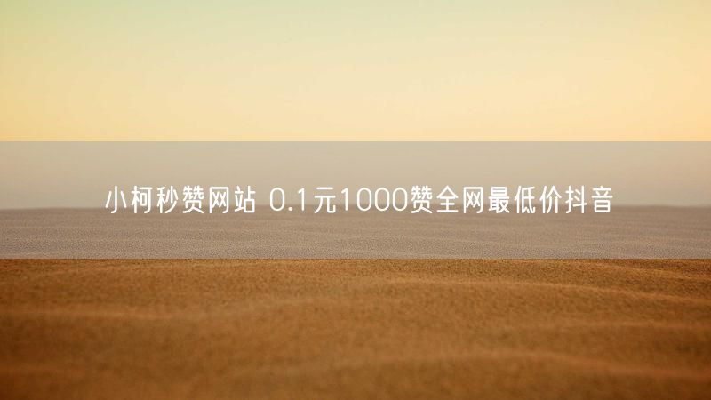 小柯秒赞网站 0.1元1000赞全网最低价抖音