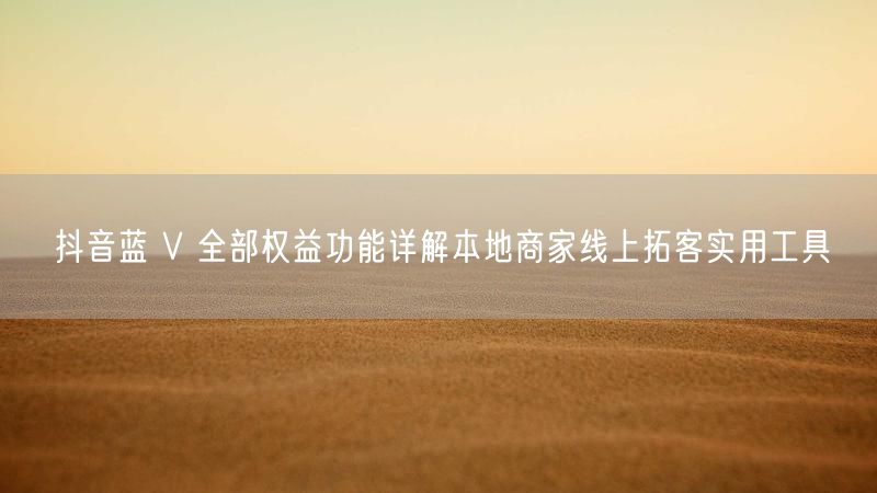 抖音蓝 V 全部权益功能详解本地商家线上拓客实用工具