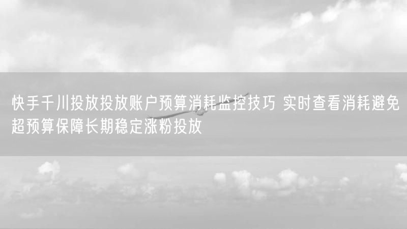 快手千川投放投放账户预算消耗监控技巧 实时查看消耗避免超预算保障长期稳定涨粉投放